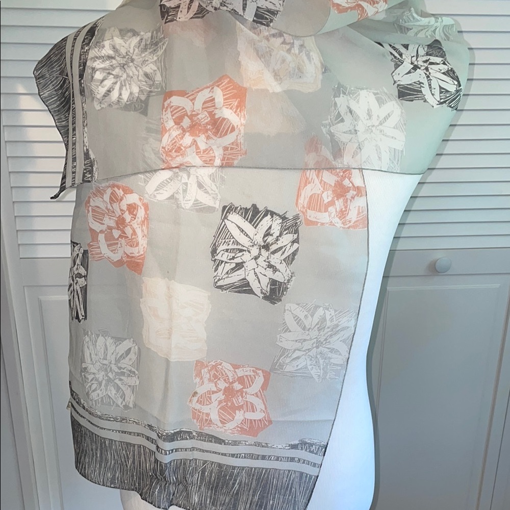 Abstract floral semi sheer fashion scarf